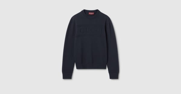 インターシャ コットンウールニット セーター ・ダークブルー | GUCCI公式