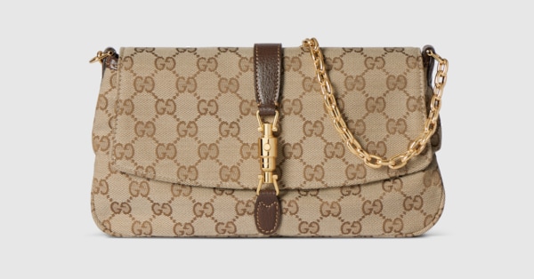 Gucci Aperitivo medium shoulder bag in sand and brown GG canvas