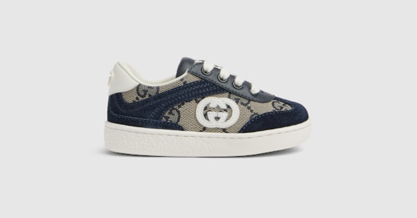 Toddler G74 sneaker in beige and blue GG canvas | GUCCI® US