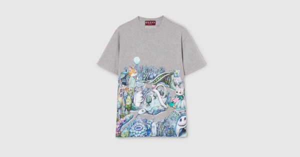 日本限定 ヒグチユウコ コットンジャージー Tシャツ ・グレー | GUCCI公式