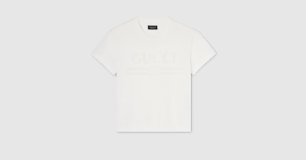デボレディテール付き コットンジャージー Tシャツ ・ホワイト | GUCCI公式