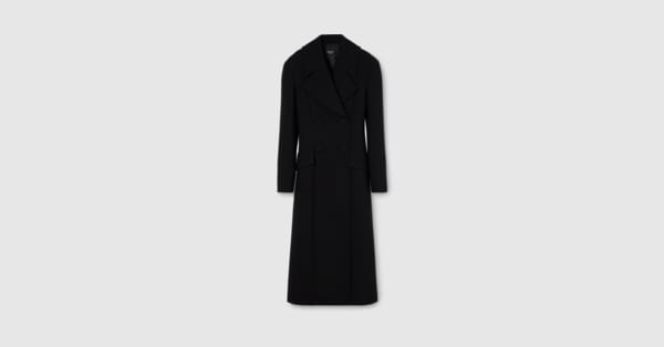 Double-breasted wool coat in black | GUCCI® US