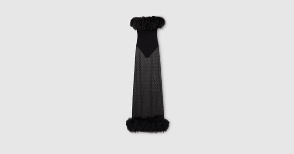 GG lace long dress in black | GUCCI US GG lace long dress in black | GUCCI US