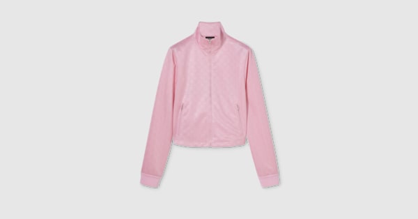 GG jersey jacquard zip jacket in light pink | GUCCI® US
