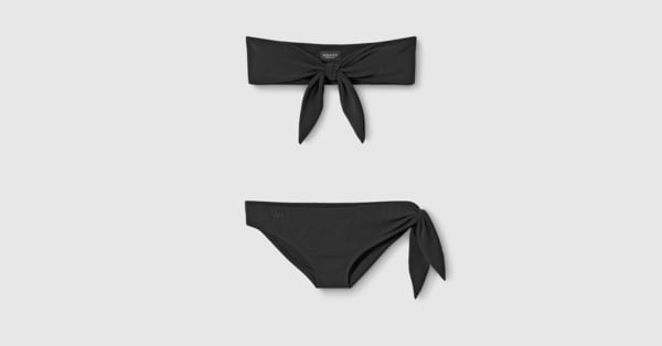Sparkling jersey bikini with embroidery in black | GUCCI® US