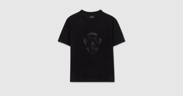 Cotton jersey T-shirt with Gucci crest in black | GUCCI® US