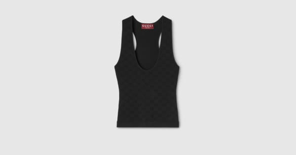 Elastic GG jacquard tank top in black | GUCCI® US