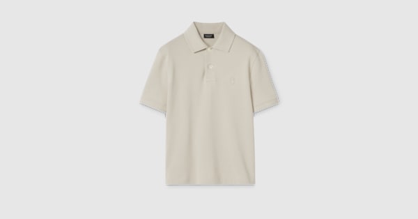 Cotton piquet polo shirt with embroidery in light grey | GUCCI® US