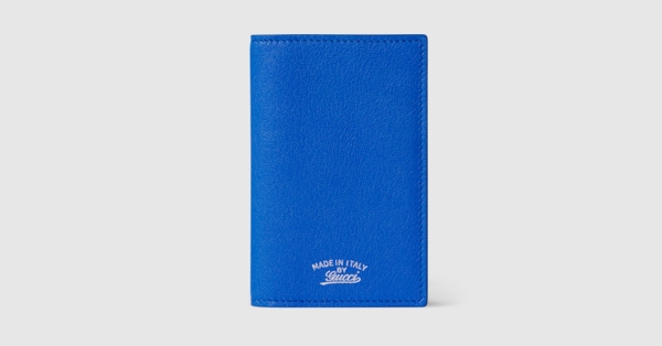 Lira card case in bright blue leather | GUCCI® US
