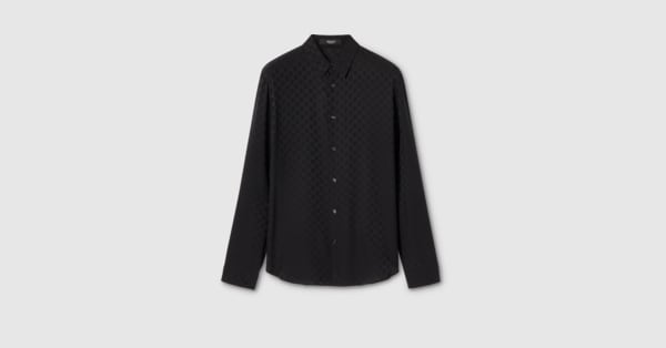 GG silk jacquard shirt in black | GUCCI® AU