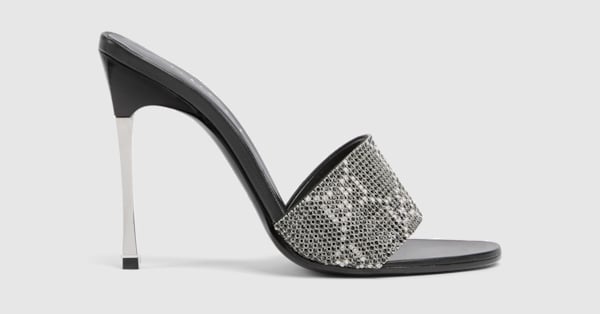 Women's crystal Bombshell slide sandal in black GG crystal | GUCCI® US