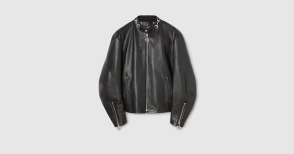 ホースビット付き レザー ジャケット ・ブラック GGキャンバス | GUCCI公式