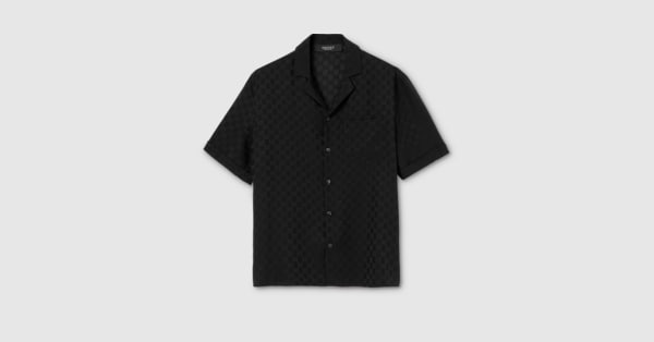 GGシルクジャカード ボウリングシャツ ・ブラック GGキャンバス