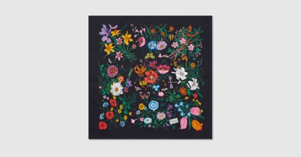プリント コットン シルク ポケットチーフ ・マルチカラー | GUCCI公式