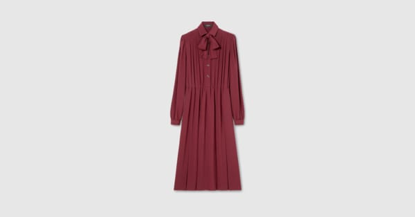 シルク クレープデシン ドレス ・ボルドー | GUCCI公式