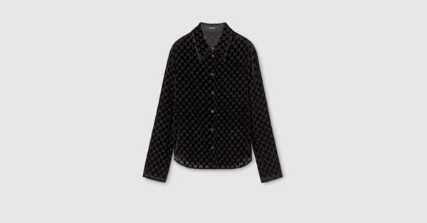 GGストレッチベルベット デヴォレ シャツ ・ブラック | GUCCI公式