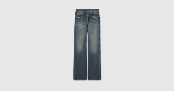 ホースビット ディテール コットンデニム パンツ ・ブルー | GUCCI公式