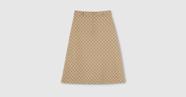 GG cotton canvas fabric skirt in sand | GUCCI® US