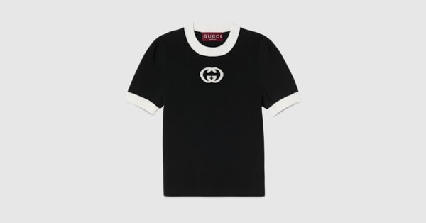 インターシャ リブ Tシャツ ・ブラック | GUCCI公式