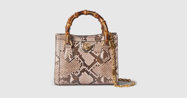 Gucci Diana python small tote bag in pink | GUCCI® US