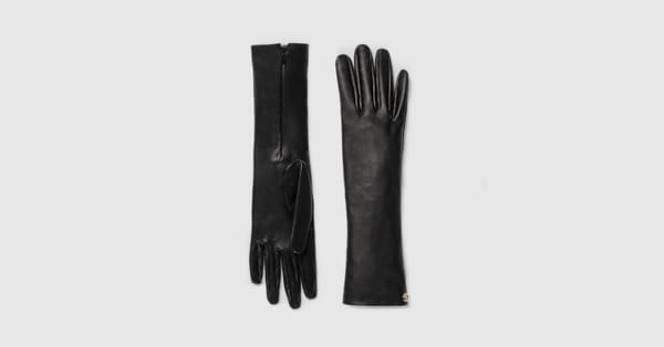 Leather gloves with Double G in black | GUCCI® US