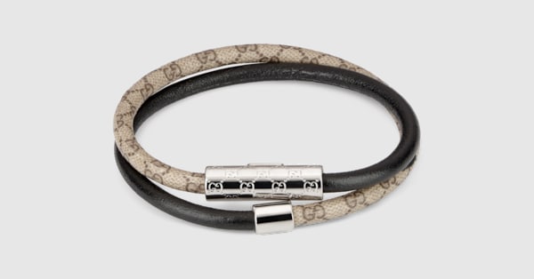 GG パターン ダブル ブレスレット ・ブラック レザー | GUCCI公式