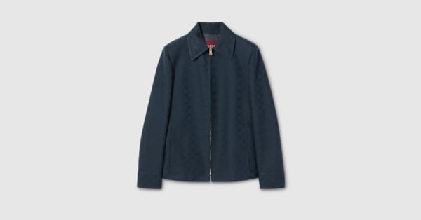 GG cotton gabardine zip jacket in blue | GUCCI® US
