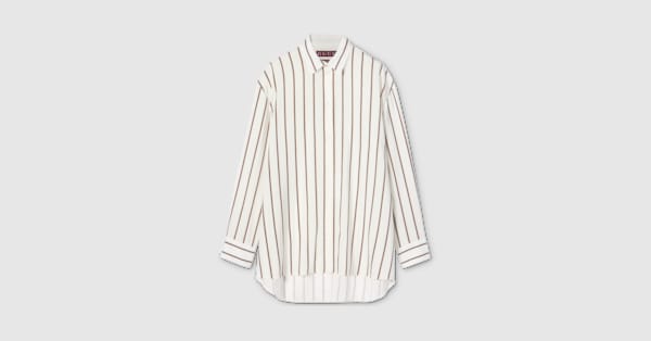 Web silk jacquard shirt in white | GUCCI® US