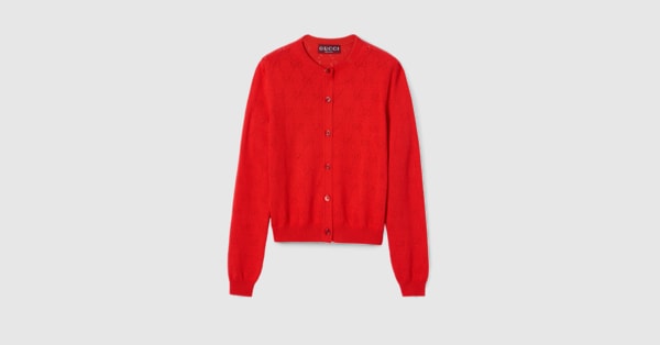 ▲良品 GUCCI カーディガン シルク コットン GCU81 ユニセックス GGポインテール コットンシルク カーディガン ・レッド | GUCCI公式