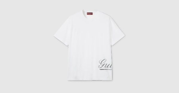【GUCCI】Tシャツ XL ホワイト プリント グッチ レディース メンズ可 Cotton jersey T-shirt with print in white | GUCCI® US