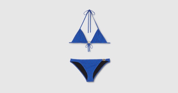 Printed stretch jersey bikini in blue | GUCCI® INT