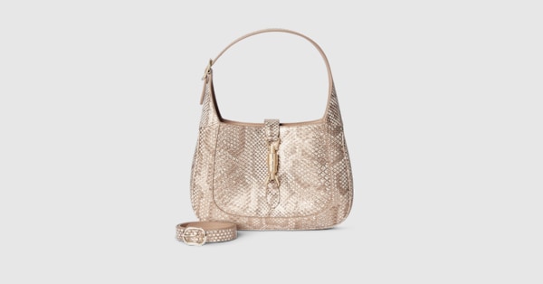 Gucci Jackie 1961 python medium bag in metallic gold | GUCCI® US