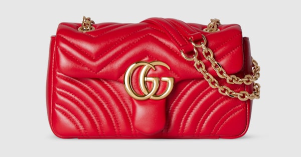 GUCCI ウエストポーチ マーモント ベロア レザー レッド 中古 グッチ ボディバッグ レディース ブランド GUCCI GGマーモント