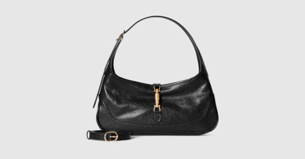 ジャッキー スリム〕スモール ショルダーバッグ ・ブラック レザー