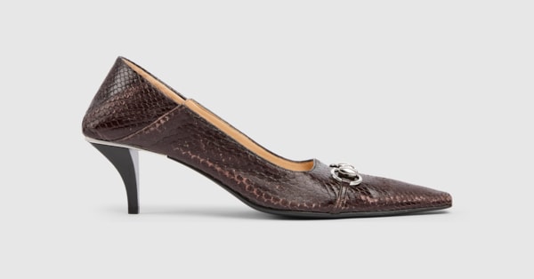 Women's Vittoria python pump in dark brown | GUCCI® US