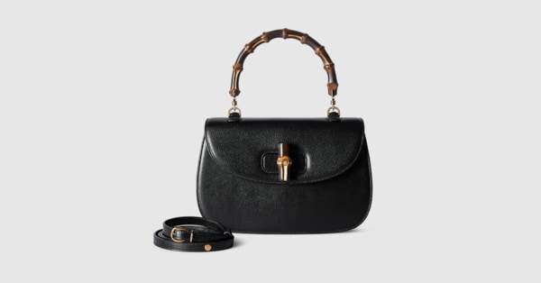 Gucci Bamboo 1947 medium bag in black leather | GUCCI® US
