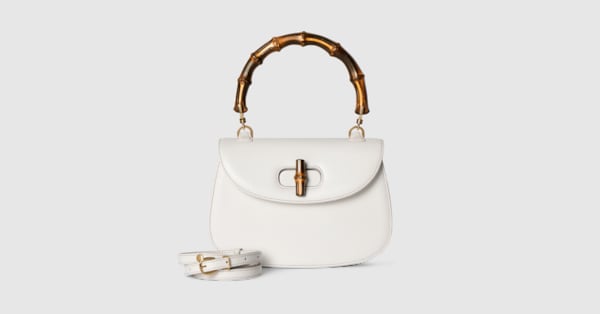 Gucci Bamboo 1947 small bag in white leather | GUCCI® CA