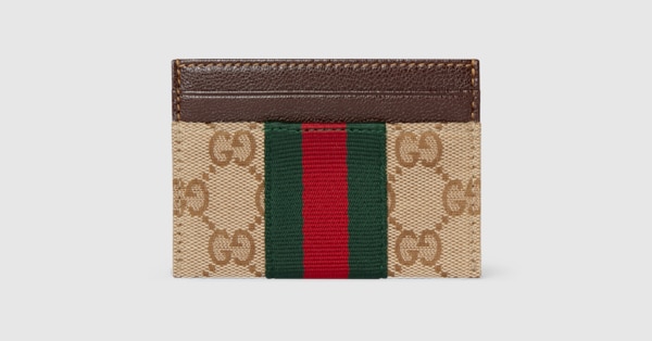 GUCCI GGパターン ケース ブラウン Brown trim GG card case in beige and ebony Supreme | GUCCI® US