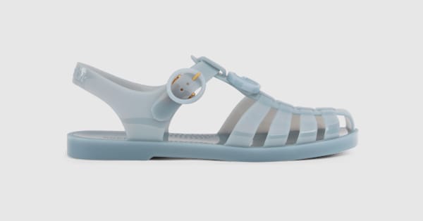Women's sandal with Double G in light blue rubber | GUCCI® US