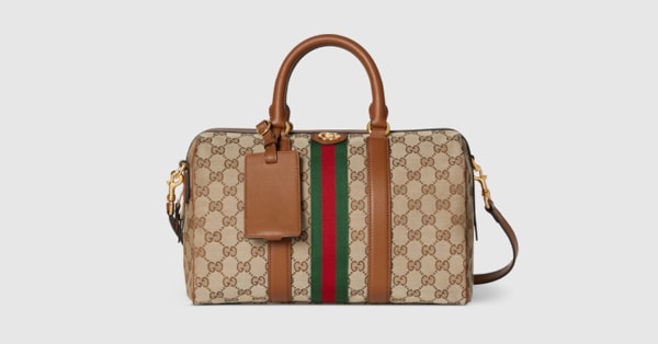 オフィディア〕ミディアム ボストンバッグ ・ベージュ＆ブラウン GG