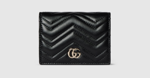 GG Marmont card case wallet in black leather | GUCCI® US