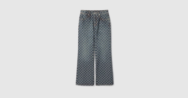 GGコットンデニムジャカード パンツ ・ブルー | GUCCI公式