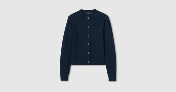 GG fine fabric jacquard cardigan in navy | GUCCI® US