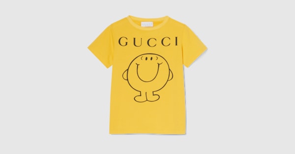 チルドレンズ〕プリント コットン Tシャツ ・イエロー | GUCCI公式