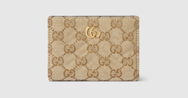 GGマーモント〕スモールウォレット ・サンド＆ブラウン GGキャンバス