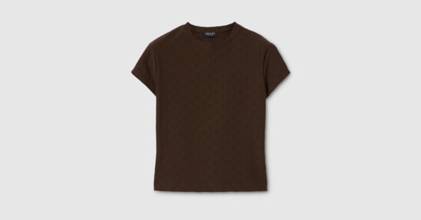 GG jersey jacquard T-shirt in brown | GUCCI® US
