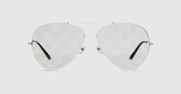 Pilot frame sunglasses in silver | GUCCI® US