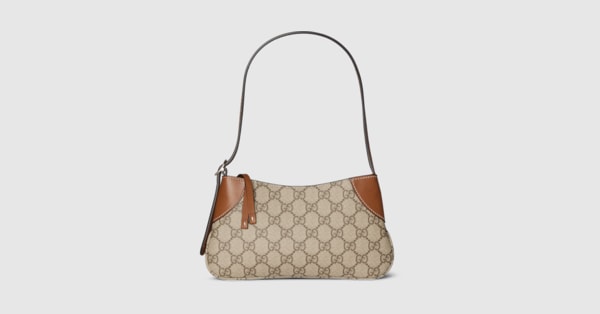 み*の様 美品☆希少正規品✨GUCCIショルダーバッグ GGエンブレム〕スモール ショルダーバッグ ・ベージュ＆ダークブラウン