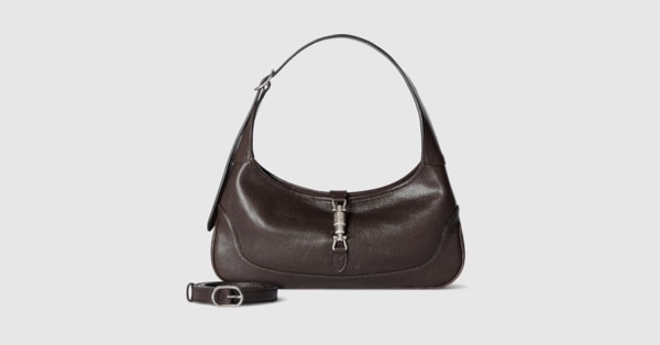 Jackie Slim medium shoulder bag in dark brown leather | GUCCI® US