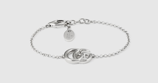 GG Marmont chain bracelet in palladium-toned brass | GUCCI® US